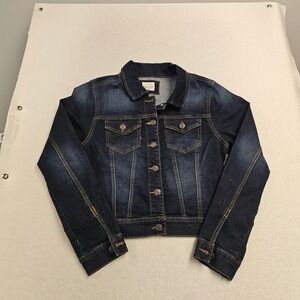 Wax Jean Basic Denim Jacket Dark Wash Cropped Trucker Plus Size 1XL 6724